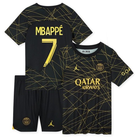 Fotbalový Komplet Paris Saint-Germain Mbappé 7 Dětské Čtvrtý 2022-23 Krátký Rukáv (+ trenýrky)